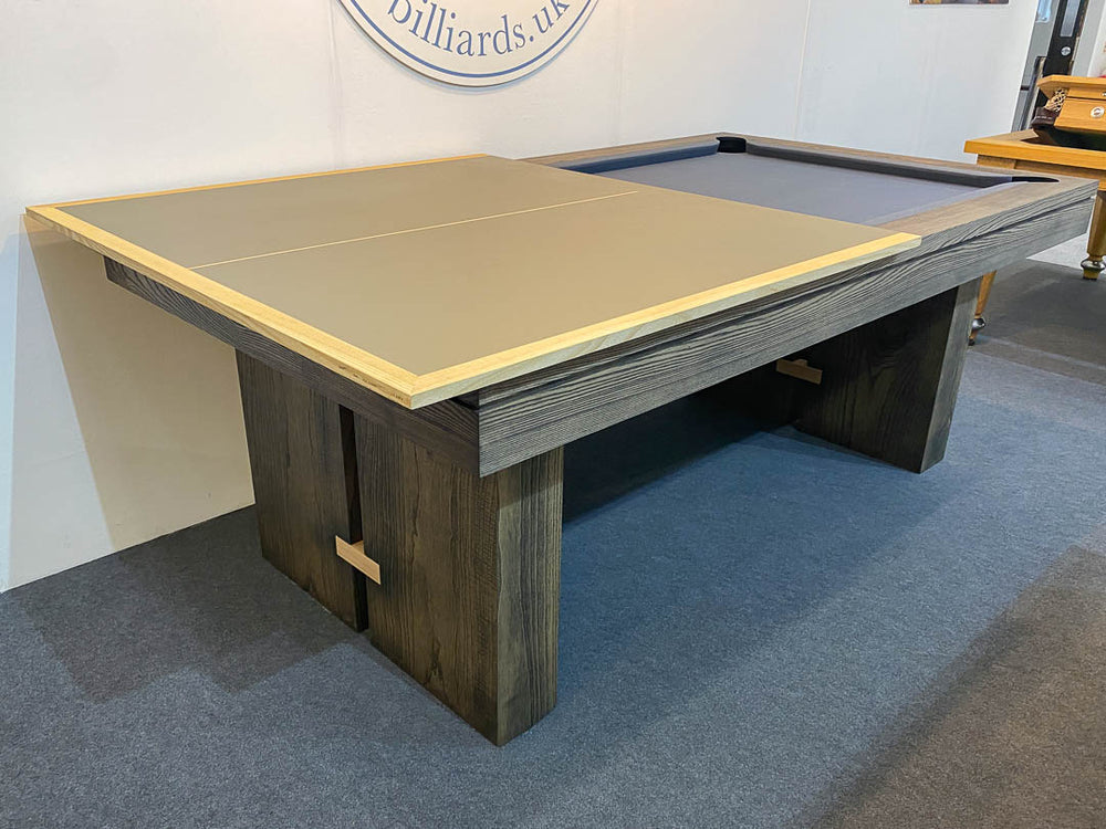 Sir William Bentley Billiards BW 7ft pool table in dark grey ash with charcoal cloth, featuring clean architectural lines and solid timber construction.