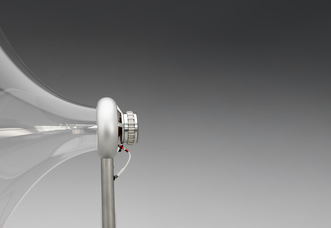 Jetstream Loudspeaker System by Ferguson Hill Studios — a hand-built British hi-fi masterpiece combining sculptural acrylic horn speakers, spherical bass units, and a precision amplifier. Transparent, powerful, and acoustically pure in both form and performance.