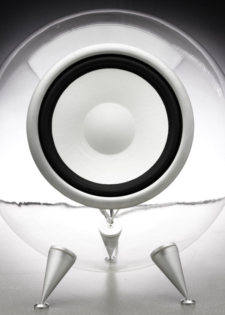 Jetstream Loudspeaker System by Ferguson Hill Studios — a hand-built British hi-fi masterpiece combining sculptural acrylic horn speakers, spherical bass units, and a precision amplifier. Transparent, powerful, and acoustically pure in both form and performance.