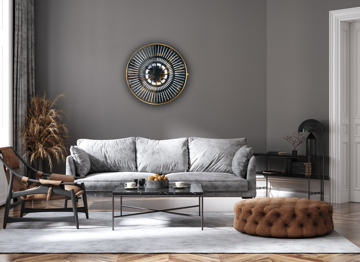 “Tempus Emperor” by Ben Rousseau – a limited-edition illuminated wall timepiece crafted from black and gold marbled glass with brass-tinted aluminium and LEDs. A regal fusion of design, light, and luxury craftsmanship.

