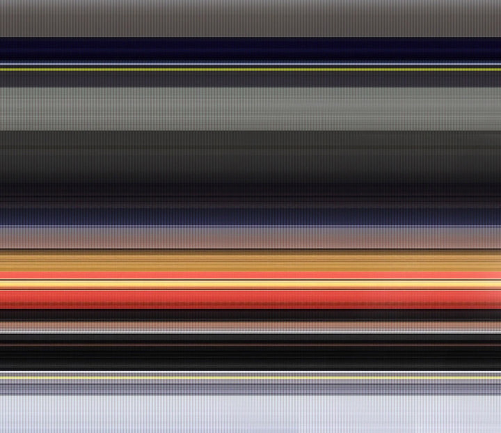 A high-speed reconstructed video print capturing the movement of London Underground trains at Gloucester Road Station. Strips of colour blur horizontally, representing the pulse of the city as it emerges from the COVID-19 pandemic—blending abstraction, motion, and structure into a visual rhythm of urban life.