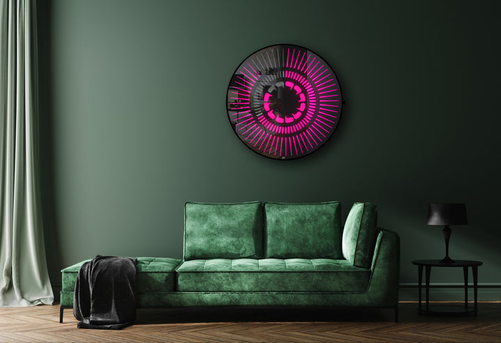 “Tempus Obsidian” by Ben Rousseau – a limited-edition illuminated wall timepiece crafted from grey mirrored glass and brass-tinted aluminium with LEDs. Inspired by obsidian, it radiates calm through subtle light and refined design.

