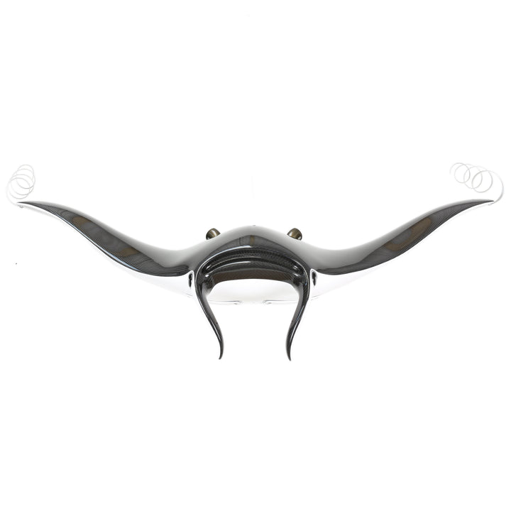 Alastair Gibson CarbonArt45 carbon fibre manta ray sculpture with aluminium fins and Formula One components, suspended contemporary design