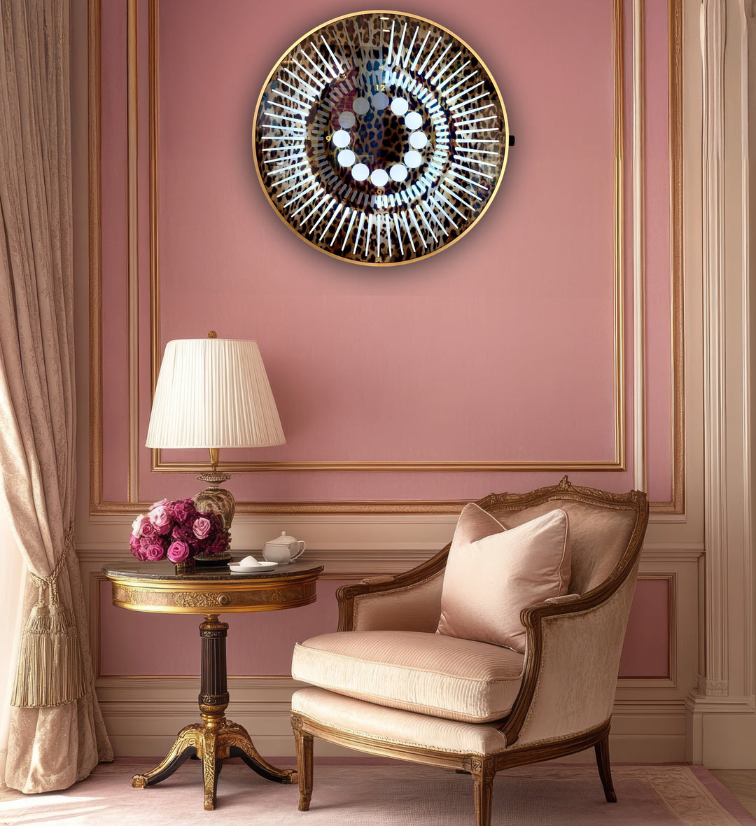 “Tempus Leopard Edition” by Ben Rousseau – a limited-edition illuminated timepiece crafted from leopard-printed glass and brass-tinted aluminium with LEDs. A bold fusion of glamour, light, and contemporary design.

