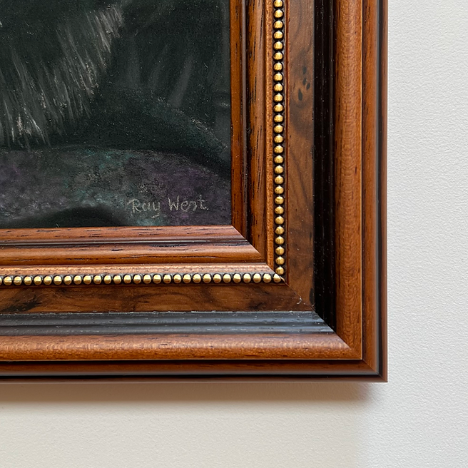 Pastel artwork depicting a group of museum visitors viewed from behind as they gather before Vermeer’s The Milkmaid in the Rijksmuseum, with the framed painting set against a dark gallery wall and surrounded by layered human figures, subtle lighting, and carefully rendered textures that emphasise viewpoint, depth and the act of looking.