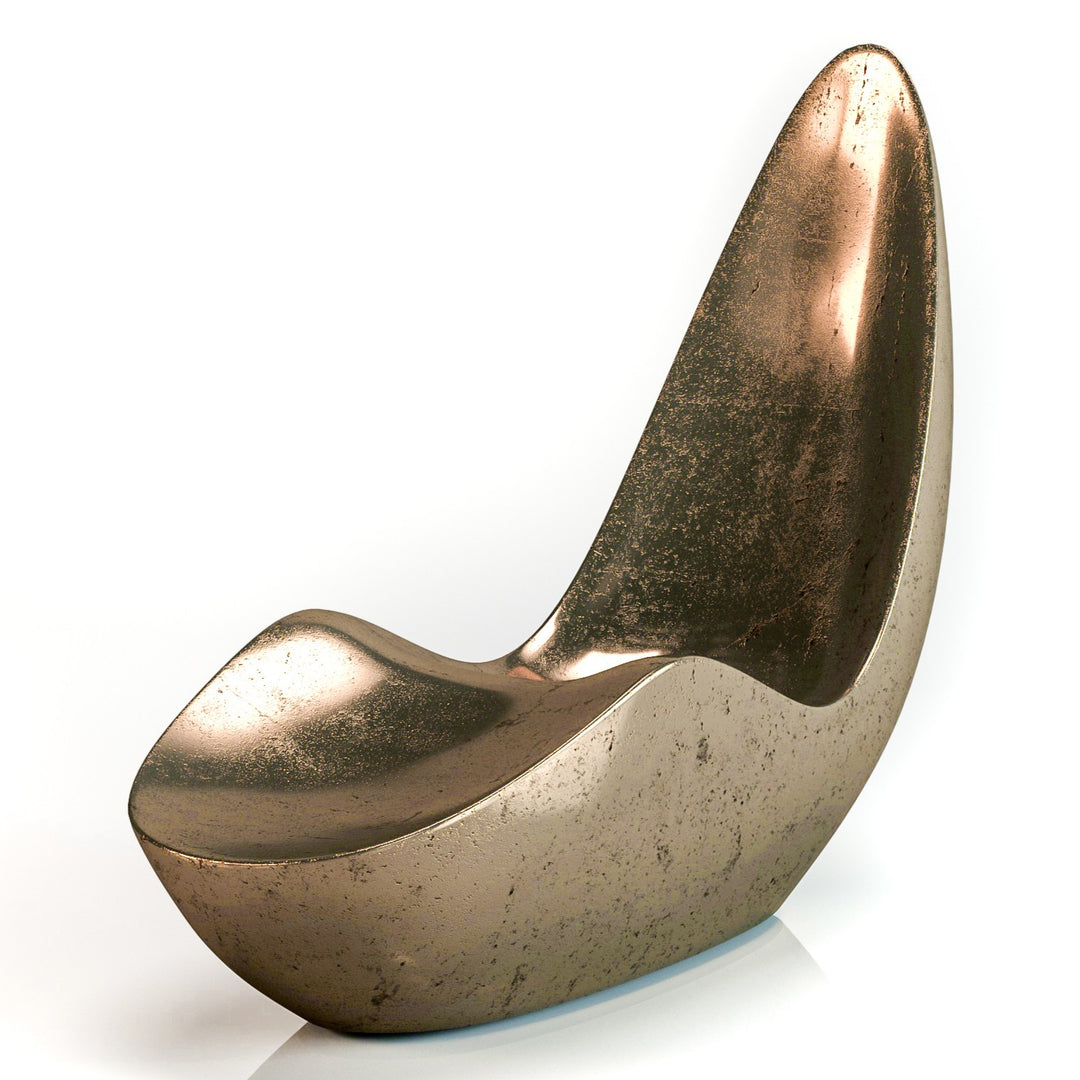“Caillou Chaise – Liquid Metal” by Ben Rousseau – a sculptural chaise finished in molten bronze-effect liquid metal, hand-shaped in composite. A sleek fusion of art, engineering, and contemporary design that transforms seating into sculpture.