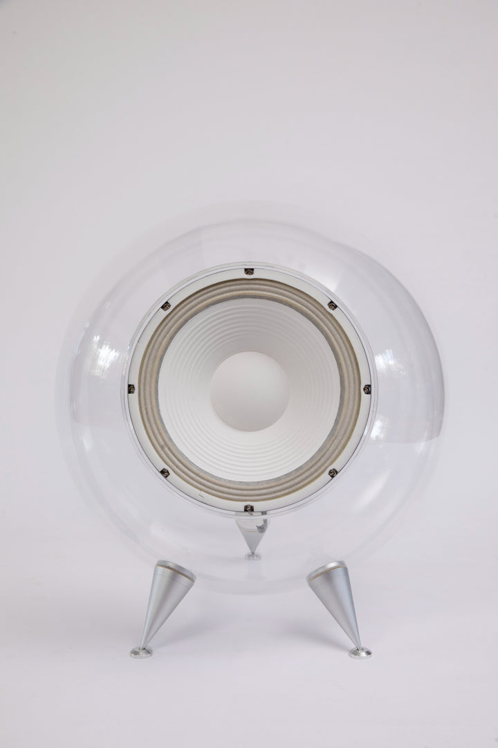 Jetstream Loudspeaker System by Ferguson Hill Studios — a hand-built British hi-fi masterpiece combining sculptural acrylic horn speakers, spherical bass units, and a precision amplifier. Transparent, powerful, and acoustically pure in both form and performance.