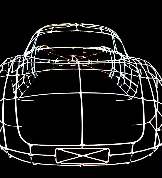 Handcrafted Mercedes-Benz 300 SLR Coupé wire sculpture by Chris Twitchell, inspired by the legendary 1955 Uhlenhaut prototype designed by Friedrich Geiger. Sculpted from precision-formed steel and finished in silver grey DB180, this wall-mounted piece reimagines one of the rarest and most valuable cars ever built — a celebration of German engineering excellence, aerodynamic form, and timeless automotive design.